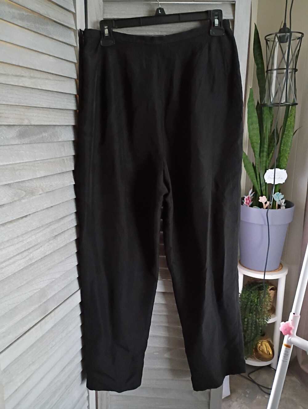 Talbots 89% Silk Shell Black Dress Pants Womens Size 12 PETITE